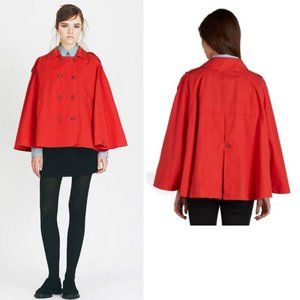 JOIE Rosamonde Red Spicy Orange Double Breasted Cape - Size Small